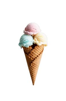 A delicious chocolate ice cream in a waffle cone is a sweet and cold summer refreshment, ice cream cone. png