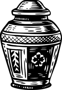 Sketchy style illustration showing funeral urn vector