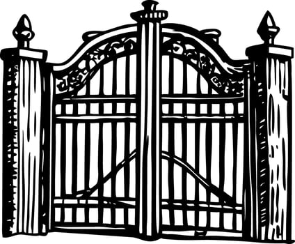 Vintage style illustration showing an iron gate vector