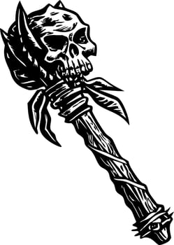 Necromancer staff illustration in vintage style vector