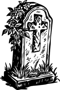 A sketchy style illustration showing tombstone vector