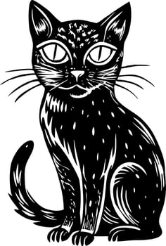 Black cat illustration in vintage style vector