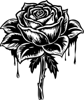Vintage style illustration showing bloody rose vector