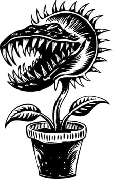 A vintage style illustration of venus flytrap vector