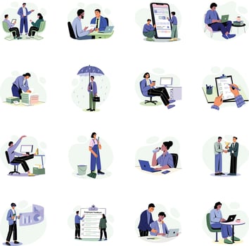 Set of Flat Style Employment Illustrations vector