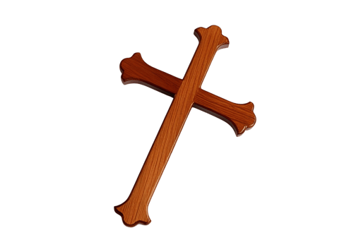 Wooden Christian cross isolated symbolizes faith, sacrifice, redemption, and devotion in Christian religious traditions and spiritual belief systems. png