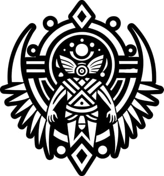 An image of a tribal design with a bird on it vector