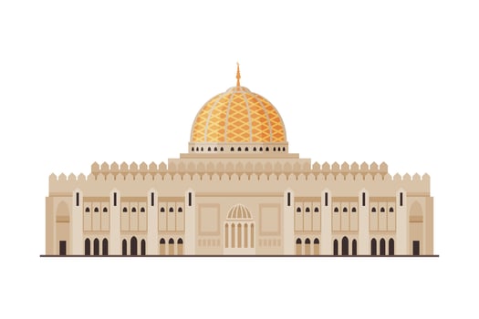 Muscat City Historical Building, Oman Country Famous Landmark Flat Illustration vector