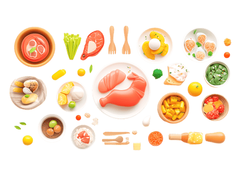 A set of food items png