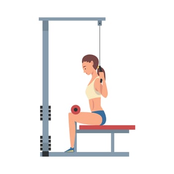 Sportive Woman Training with Gym Machine Illustration vector
