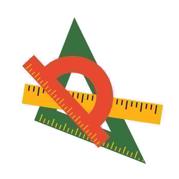 Measurement rulers in flat design. School supplies for geometry or drawing. illustration isolated. vector