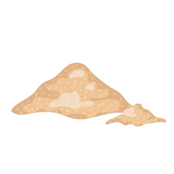 Brown cane sugar powder in flat design. Natural sugarcane sweet sand. illustration isolated. vector