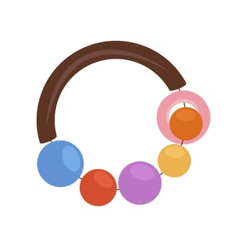 Baby toy rattle with balls in flat design. Newborn children plaything. illustration isolated. vector