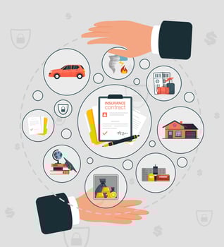 Insurance Services Composition Covered by Hands. vector