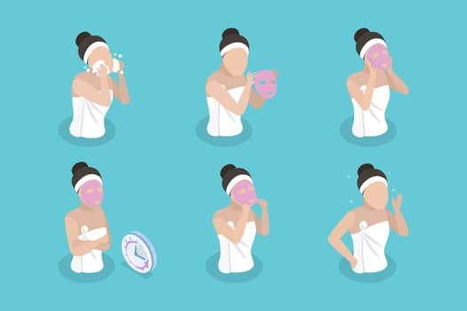 3D Isometric Flat Illustration of Facial Mask, Skin Care and Acne Treatment vector