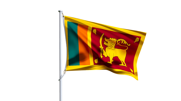 Waving flag of sri lanka isolated on transparent background. png