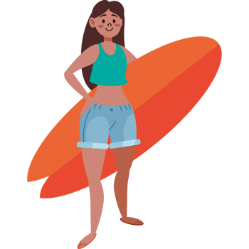 cute woman wearing summer clothes isolated png
