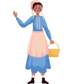 amish woman with basket isolated design png