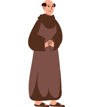 catholic monk wearing hooded gown isolated png