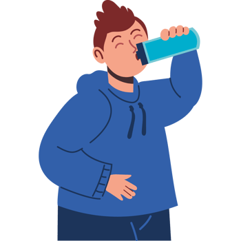 young man drinking from water bottle isolated png