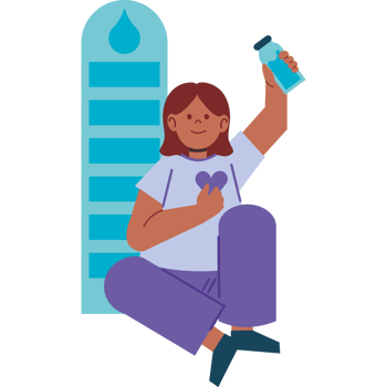 girl with water bottle isolated png