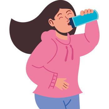 girl drinking from water bottle isolated png