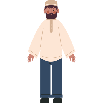 muslim man wearing traditional clothes isolated png