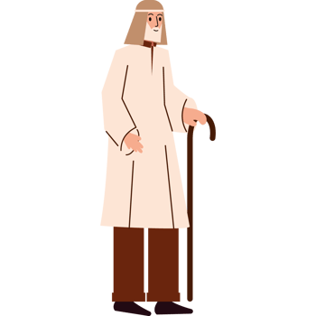 muslim old man with cane isolated png