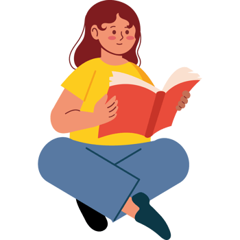 cute girl reading book isolated png