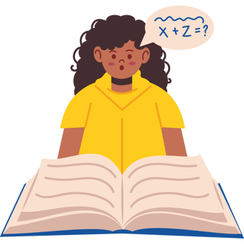girl doing task maths isolated png