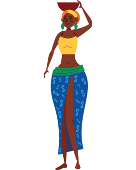 african girl holding vase isolated png