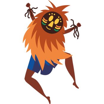 african man wearing ethnic mask isolated png