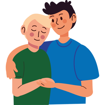 men friends hugging characters isolated png