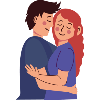 couple hugging characters isolated design png