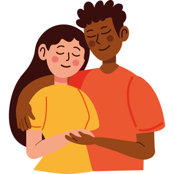 man and woman hugging characters isolated png
