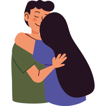 happy couple hugging characters isolated png