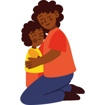 mother and daughter hugging characters isolated png