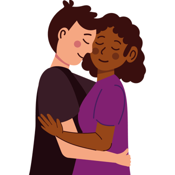 young couple hugging cartoon isolated png