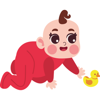 baby playing with duck isolated png