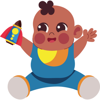baby playing with rocket isolated png