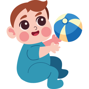 baby playing with ball isolated png