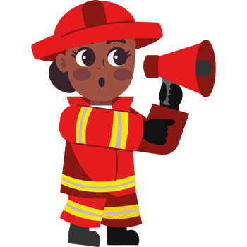 firefighter girl with megaphone isolated design png
