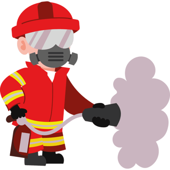 firefighter with extinguisher isolated design png