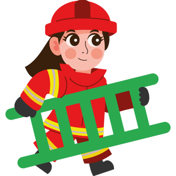 firefighter girl with ladder isolated design png