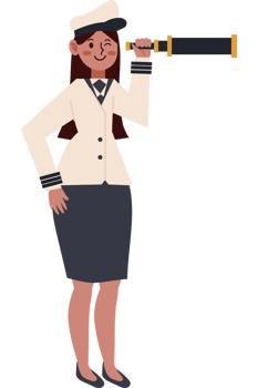 navy officer woman with telescope isolated png