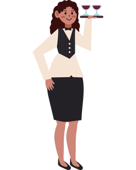 waitress holding tray serving cocktails isolated png