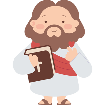 cute jesus christ with bible isolated png