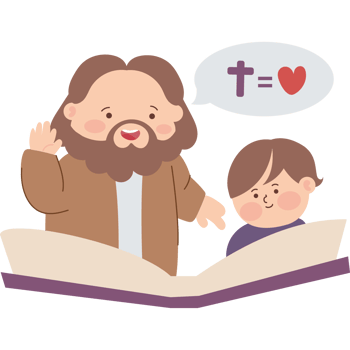 cute jesus teaching a boy isolated png