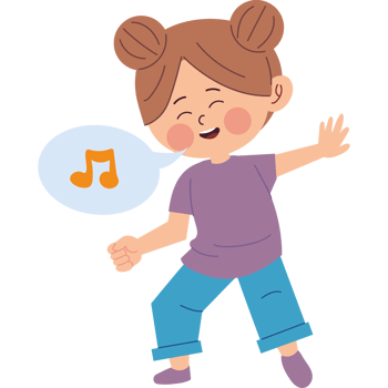 cute girl dancing music isolated png