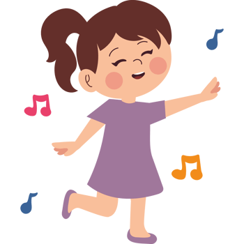 cartoon girl dancing music isolated png